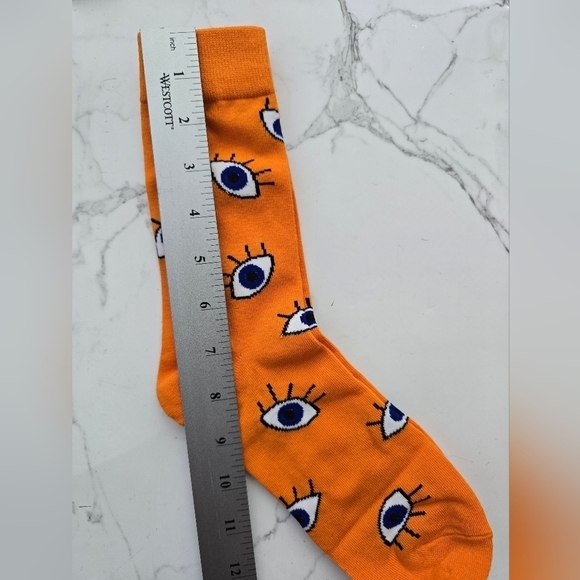 Bohemian | Evil Eve pop-art yellow blue maximalist print Gorpcore tube socks - Picture 5 of 7